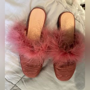 J.crew pink feather slides